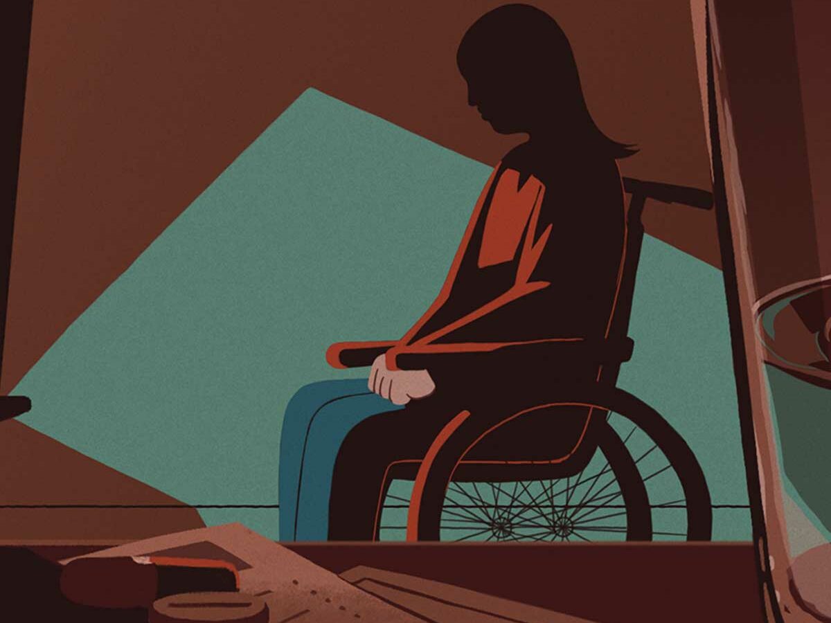 Woman in wheelchair