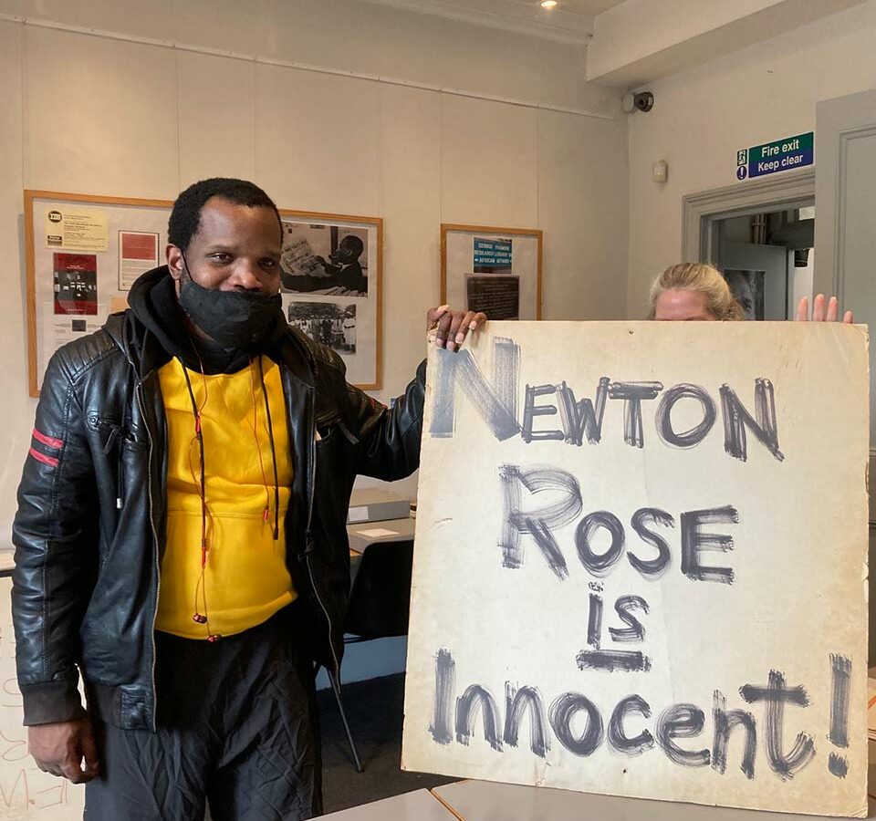 Newton Rose is Innocent sign