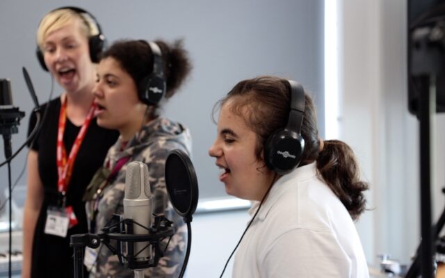 Young people recording music for The Kent Album Project