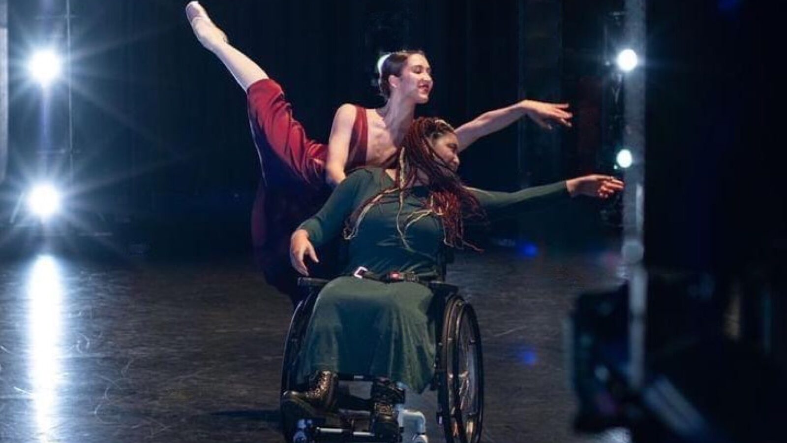 Denecia Allen and Alice Bellini on stage at Sadler’s Wells