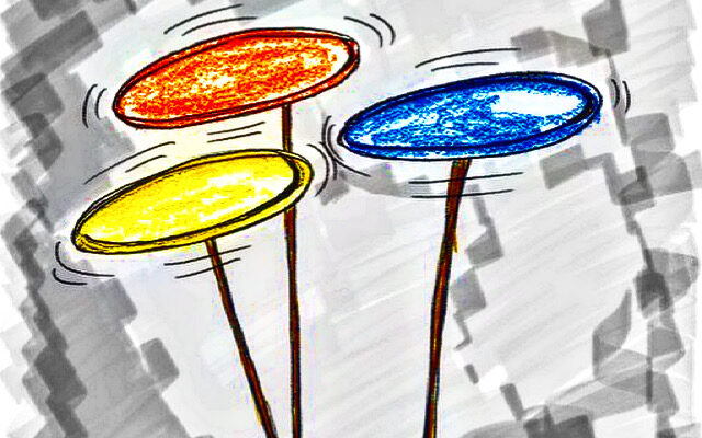 Drawing of colourful spinning plates