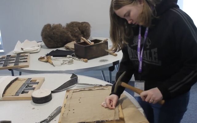 Girl concentrating while working