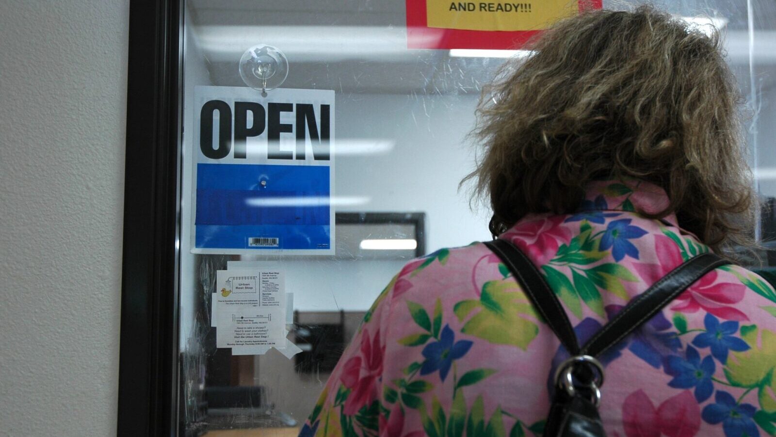 Woman at US welfare counter