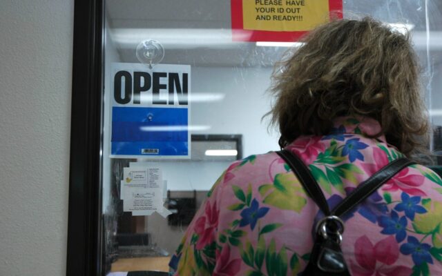 Woman at US welfare counter
