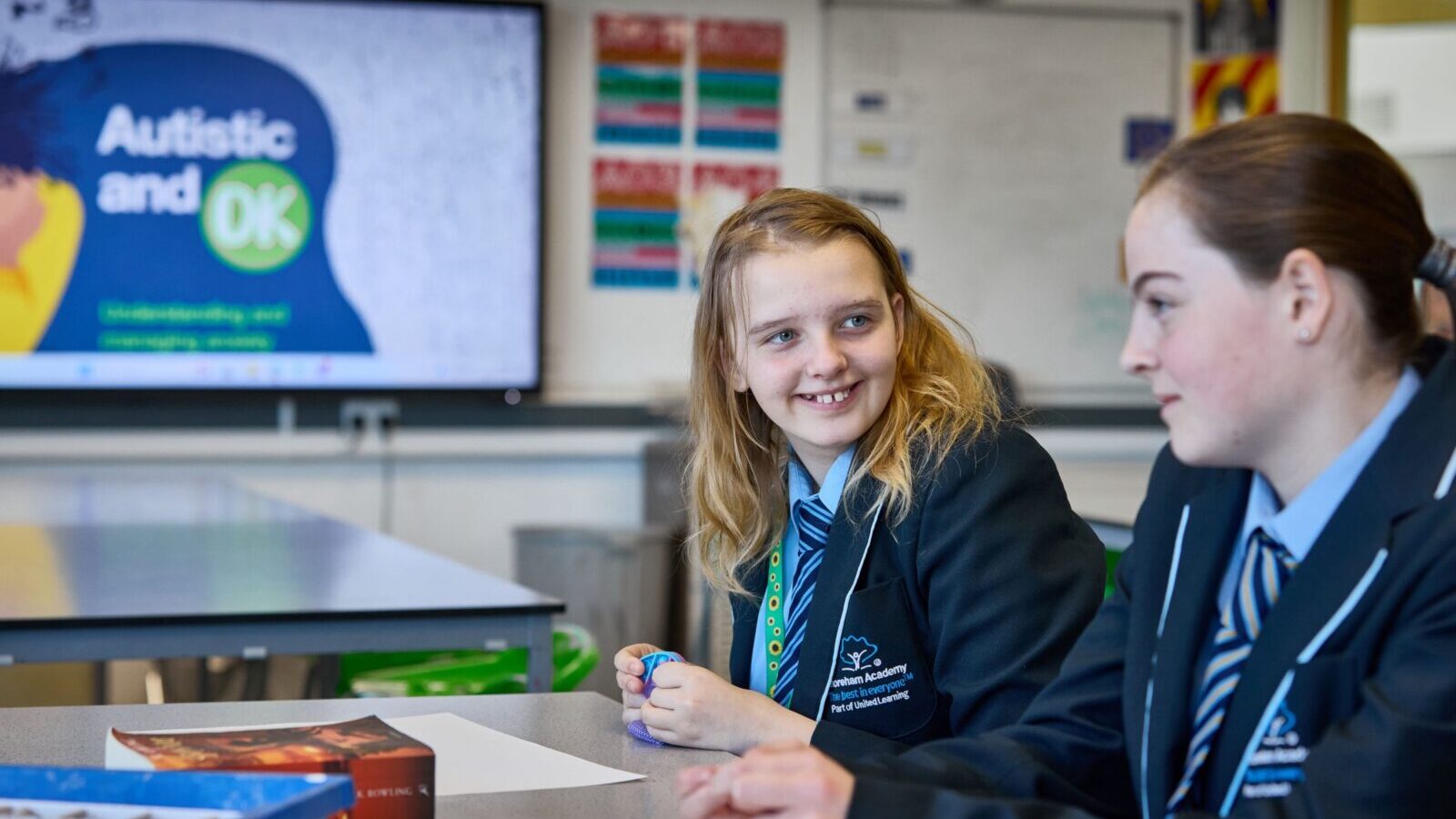 Two girls in classroom