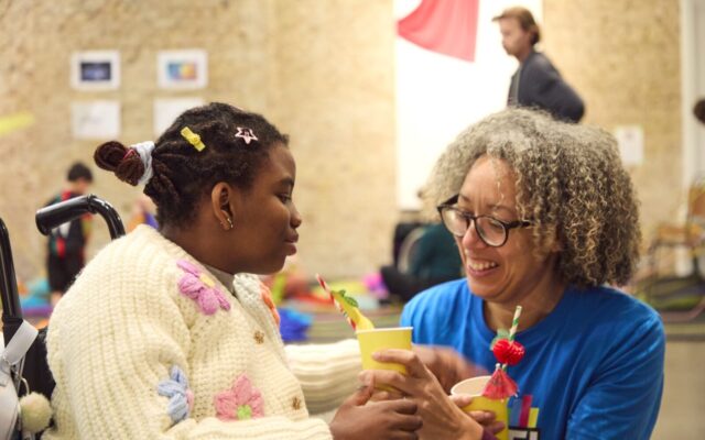 People enjoyed mocktails alongside play experiences created by disabled artists