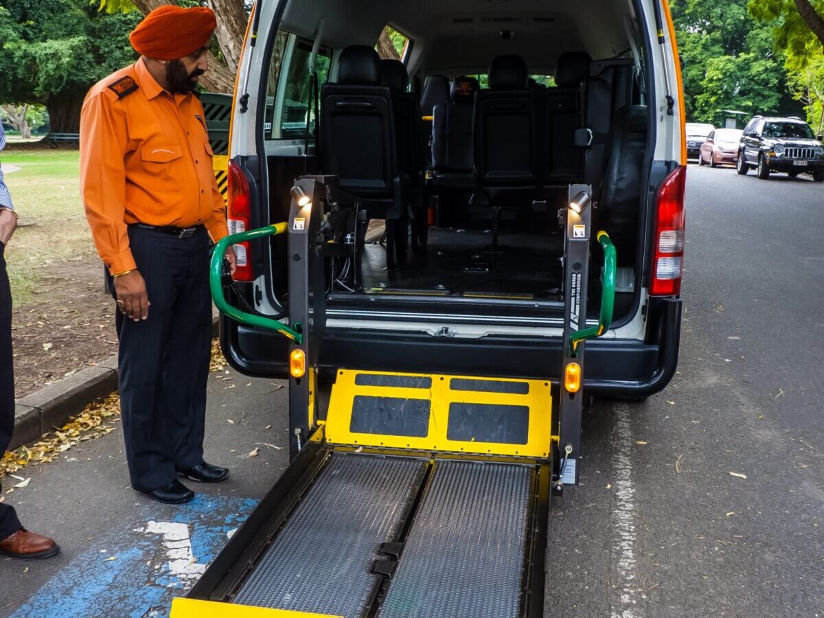 Wheelchair ramp into back of a vehicle