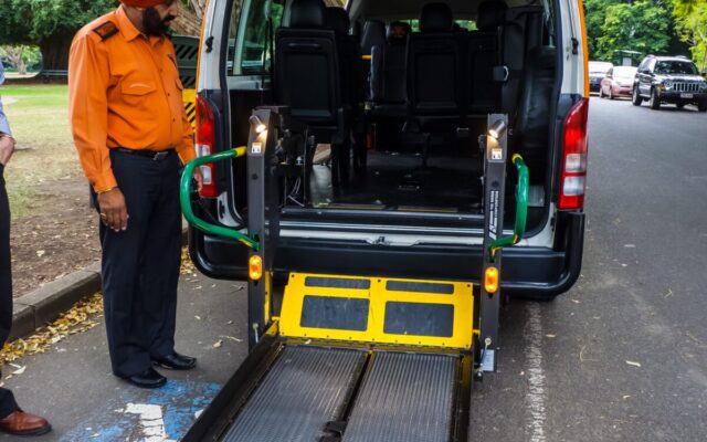Wheelchair ramp into back of a vehicle